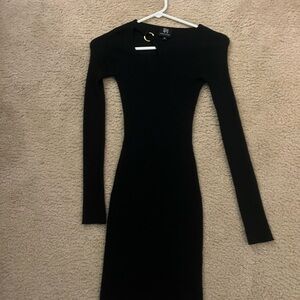 black ribbed mini dress